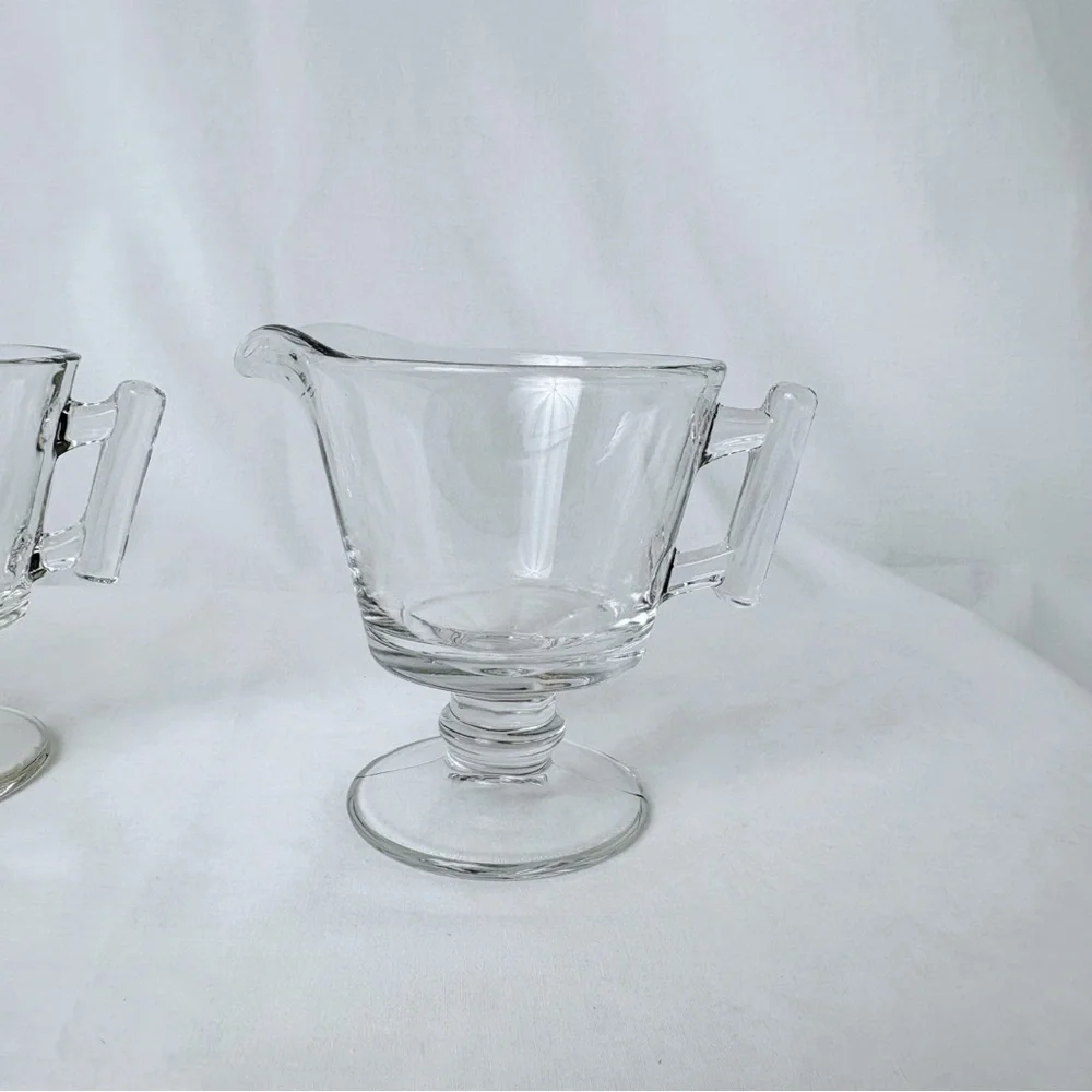 Vintage Fostoria Raleigh Glass Sugar Bowl & Creamer Set